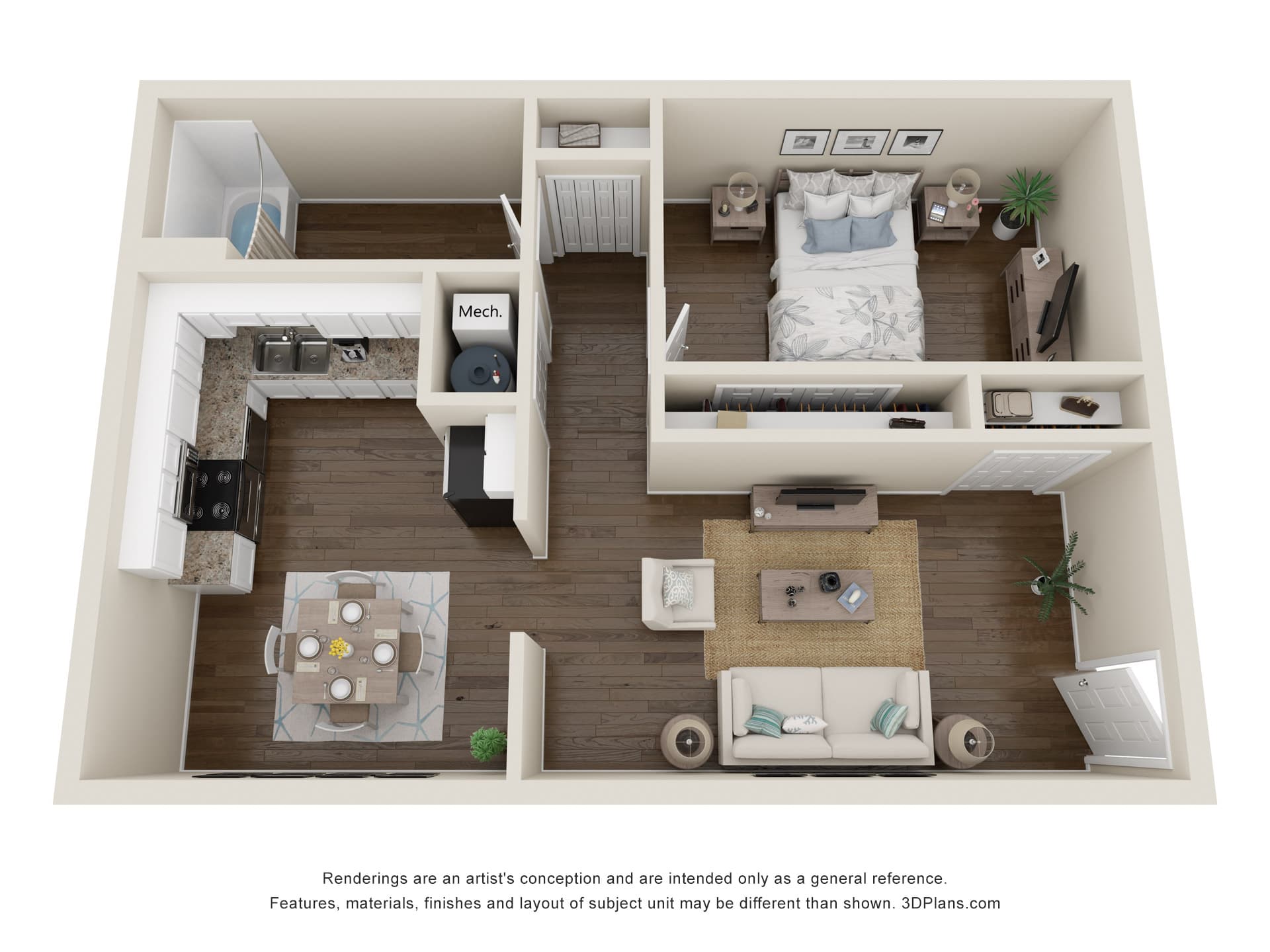 Seashell — 1 Bed / 1 Bath floor plan
