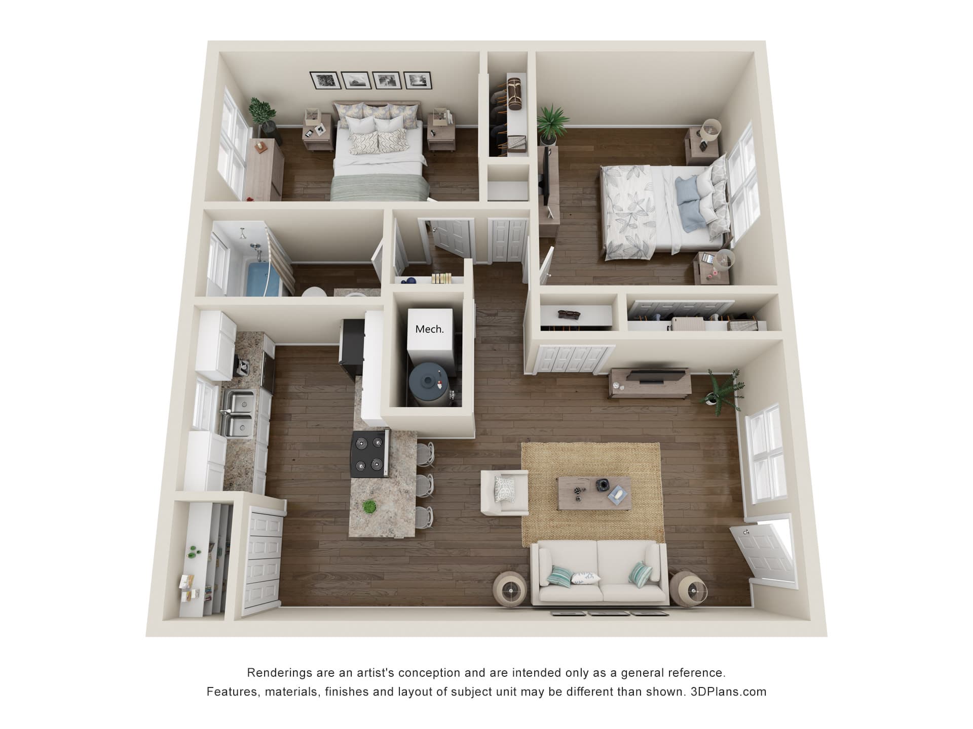 Beachcomber — 2 Bed / 1 Bath floor plan