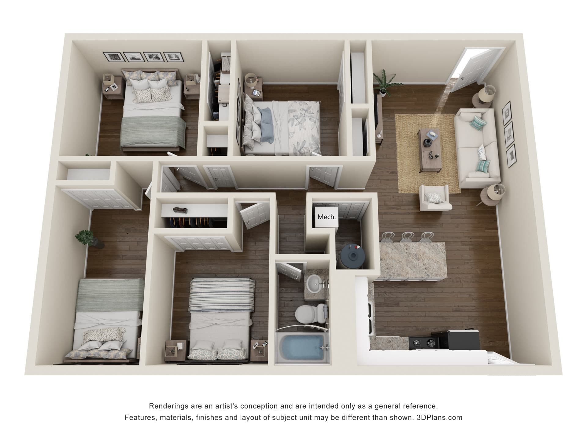 Shoreline — 4 Bed / 1 Bath floor plan